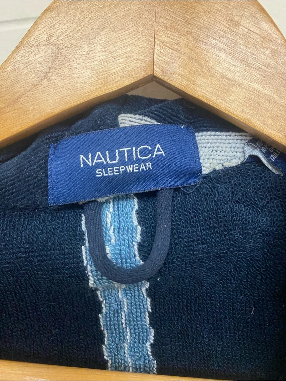 Nautica Navy & Light Blue Striped Bath Robe